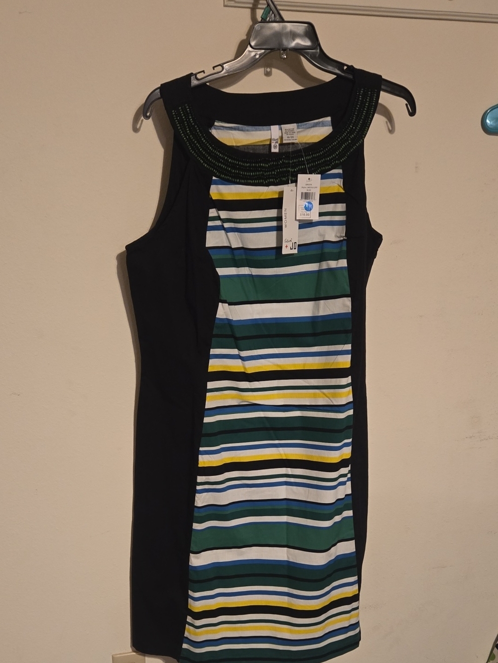 Sami & Jo Black Midi Dress with Multicolor Stripes